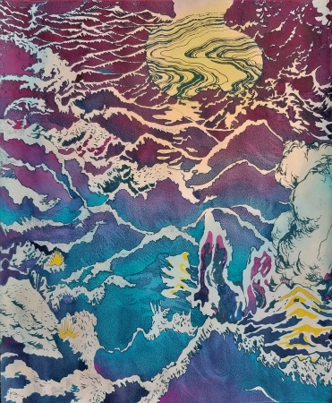 Aaron Morse Deluge (Violet), 2018, Acrylic, watercolor and ink on paper, 23-1/2 x 19-1/4 inches, Unique.