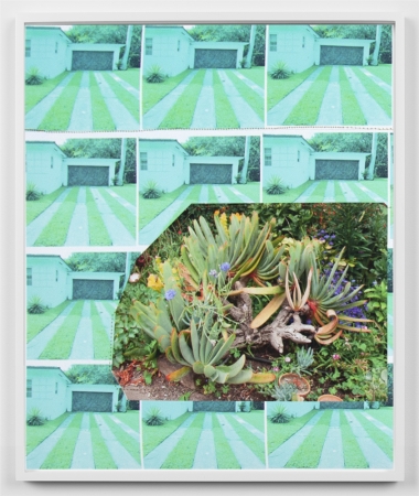 Jude Broughan, Poolside (Miami FL, Hamilton NZ, good neighbors)2020, 16 x 14 inches, pigment prints, thread, unique