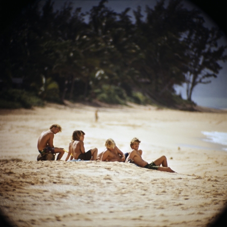 LeRoy Grannis<br /> <em>Watching Surfers, Sunset Beach,</em> 1968<br /> Chromogenic print<br /> 36 x 36"<br /> Edition of 18