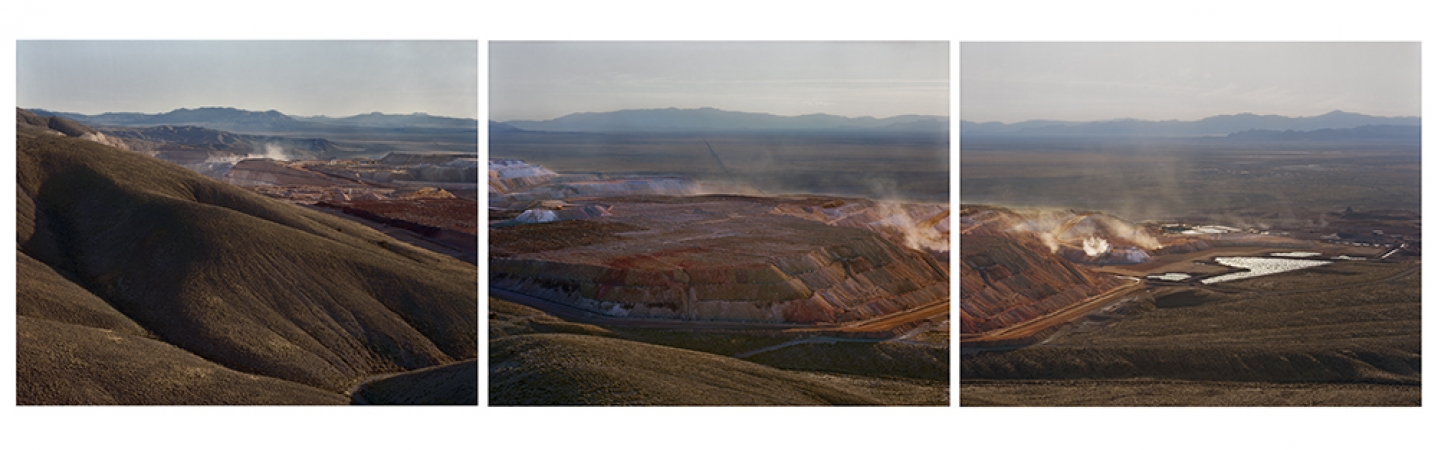 Laura McPhee<br /> <em>Hycroft Gold Mine, Black Rock Desert, Nevada, </em>2012<br /> Triptych, 40 x 50" per panel<br /> Archival pigment ink print<br /> Signed, titled, dated and numbered on verso<br /> Edition of 5