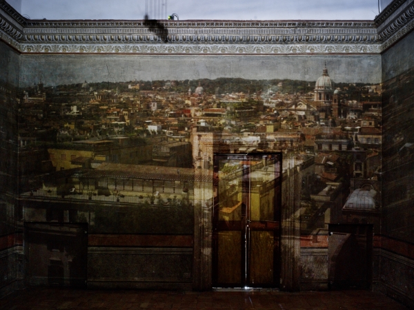 Abelardo Morell<br /> <em>Camera Obscura: Camera Obscura: View of Rome Inside Room at the Villa Medici, 2010</em><br /> Pigment ink print<br /> Signed, titled and dated on verso<br /> 24x30" Edition of 10<br /> 30x40" Edition of 8<br /> 50x60" Edition of 6