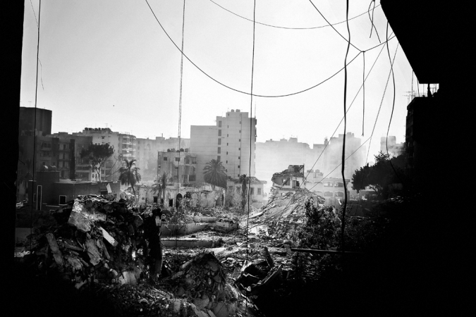 Paolo Pellegrin<br /> <em>Destruction in Dahia, the Hezbollah stronghold southern suburbs of Beirut, Lebanon</em>, August 2006<br /> Pigment ink print<br /> 20 x 24” &nbsp; &nbsp;Edition of 10 plus 2 APs<br /> 30 x 40” &nbsp; &nbsp;Edition of 5 plus 2 APs<br /> 48 x 70” &nbsp; &nbsp;Edition of 3 plus 2 APs&nbsp;<br />