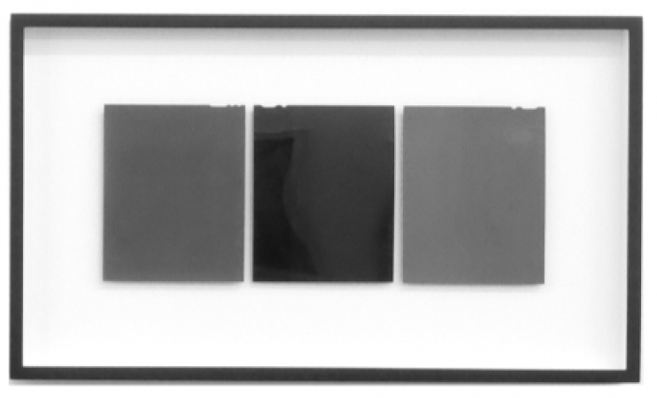 <strong>Rey Parla</strong><br /> <i>Light Material Agents,Triptych,</i> 2018<br /> Three unique 4 x 5 inch negatives<br /> 17 x 10 inches 