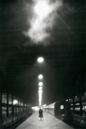 Louis Stettner – Penn Station<br /> <em>Woman on Empty Platform, Penn Station, New York, 1958</em><br /> gelatin silver print<br /> 11x14"<br /> 16x20"<br /> 20x24"