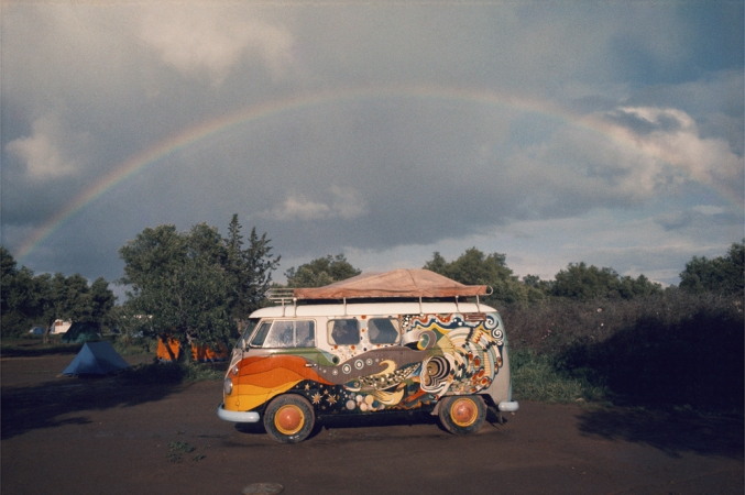 Roger Steffens and The Family Acid<br /> <i>Marrakech Rainbow, April,&nbsp;</i>1971<br /> Archival pigment print<br /> 20 x 24" &nbsp; &nbsp; Edition of 8