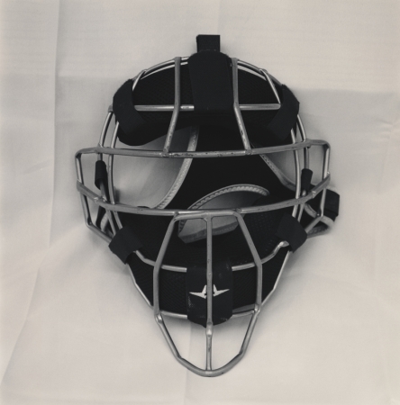Hiroshi Watanabe<br /> <em>Bull City Summer: Craig Albernaz's Catcher's Mask, 2013</em><br /> gelatin silver print<br /> 14" x 14"<br /> Edition of 15