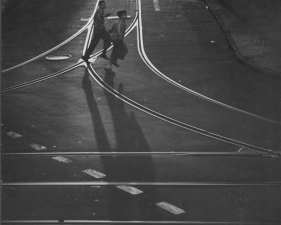 Benn Mitchell, Two Boys Crossing Trolley Tracks, 1950