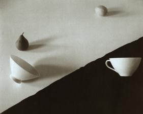 Jed Devine<br /> <em>Untitled (Teacups and Pears)</em><br /> Platinum-palladium print on Japanese rice paper<br /> 8 x 10"