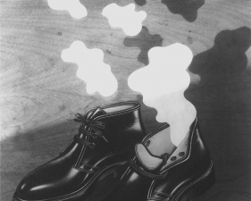 Jed Devine<br /> <em>Untitled (Shoe Cutout)</em><br /> Platinum-palladium print on Japanese rice paper<br /> 10 x 8"