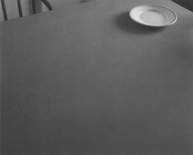 Jed Devine<br /> <em>Untitled (Tabletop with Plate)<em><br />Platinum-palladium print on Japanese rice paper<br /> 8 x 10"