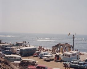 LeRoy Grannis<br /> <i>Club Surfing Contest, San Onofre, 1963</i><br /> Chromogenic print<br /> 11.5 x 11.5"<br /> Edition of 18