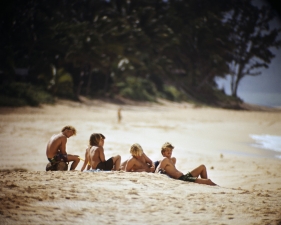 LeRoy Grannis<br /> <em>Watching Surfers, Sunset Beach,</em> 1968<br /> Chromogenic print<br /> 36 x 36"<br /> Edition of 18