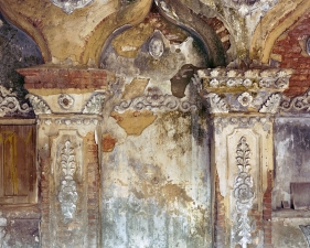 Laura McPhee<br /> <span style="font-size:12px;"><em><span style="font-family: arial, sans-serif;">Inside Wall of the Thakur Dalan (Hall of Worship), Basubati, Baghbazar, North Kolkata, 2005</span></em></span><br /> Archival Pigment Ink Prints<br /> 30 x 40" &nbsp; &nbsp;Edition of 5<br /> 40 x 50" &nbsp; &nbsp;Edition of 5<br /> 50 x 60" &nbsp; &nbsp;Edition of 5<br /> 60 x 75" &nbsp; &nbsp;Edition of 5