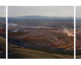 Laura McPhee<br /> <em>Hycroft Gold Mine, Black Rock Desert, Nevada, </em>2012<br /> Triptych, 40 x 50" per panel<br /> Archival pigment ink print<br /> Signed, titled, dated and numbered on verso<br /> Edition of 5