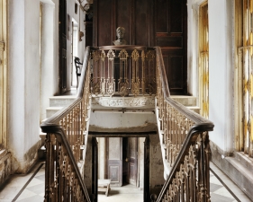 Laura McPhee<br /> <span style="font-size:12px;"><em><span style="font-family: arial, sans-serif;">Stairwell, Monmotho Ghosh House, North Kolkata, 2009</span></em></span><br /> Archival Pigment Ink Prints<br /> 50 x 40" Edition of 5 <br />Additional sizes available, please contact gallery for more information
