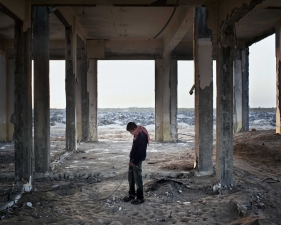 Paolo Pellegrin<br /> <em>A young man at the Gaza airport, Gaza, Palestine 2011</em><br /> Pigment ink print<br />20 x 24” &nbsp; &nbsp;Edition of 10 plus 2 APs<br /> 30 x 40” &nbsp; &nbsp;Edition of 5 plus 2 APs<br /> 48 x 70” &nbsp; &nbsp;Edition of 3 plus 2 APs
