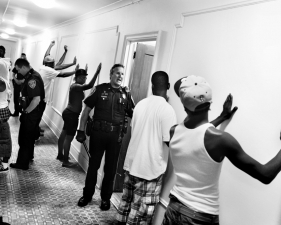 Paolo Pellegrin<br /> <em>City of Rochester SWAT team search an apartment building for an armed man they were pursuing who ran into the building. Rochester, NY. USA 2012</em><br /> Pigment ink print<br />20 x 24” &nbsp; &nbsp;Edition of 10 plus 2 APs<br /> 30 x 40” &nbsp; &nbsp;Edition of 5 plus 2 APs<br /> 48 x 70” &nbsp; &nbsp;Edition of 3 plus 2 APs