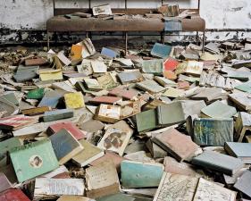 Christopher Payne<br /> North Brother Island seies<br /> <i>Classroom books, Male Dormitory</i>, 2009<br /> Archival pigment ink prints<br /> 24 x 20" &nbsp; &nbsp;Edition of 20<br /> 50 x 40" &nbsp; &nbsp;Edition of 10<br /> 60 x 50" &nbsp; &nbsp;Edition of 5