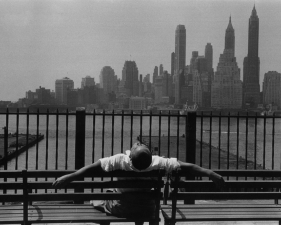Louis Stettner – New York<br /> <em>Manhattan from the Brooklyn Promenade, 1954</em><br /> gelatin silver print<br /> signed, titled and dated on verso<br /> 11x14"<br /> 16x20"<br /> 20x24"