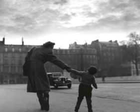 Louis Stettner – Paris<br /> <em>Mother Pulling Child by the Louvre, 1951</em><br /> gelatin silver print<br /> 11x14"<br /> 16x20"<br /> 20x24"