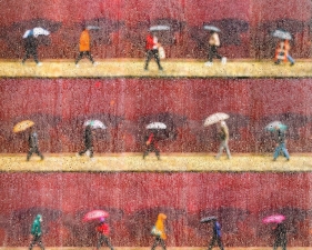 Time Lapse. Grove Street in the Rain, NYC